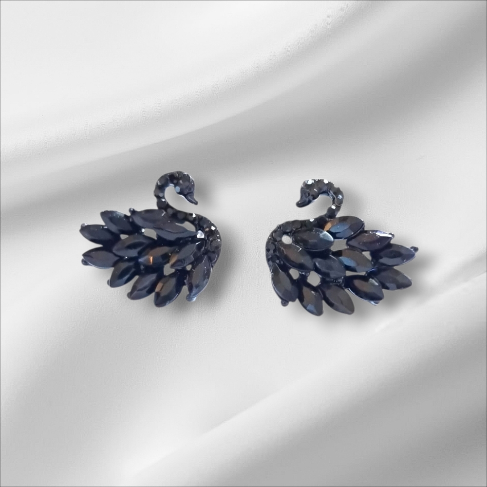 NWOT Elegant Black Swan Earrings